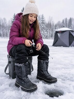 Khombu Kids Black Winter Snow Boots